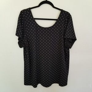 Polka-dot Faux Lace Up Top